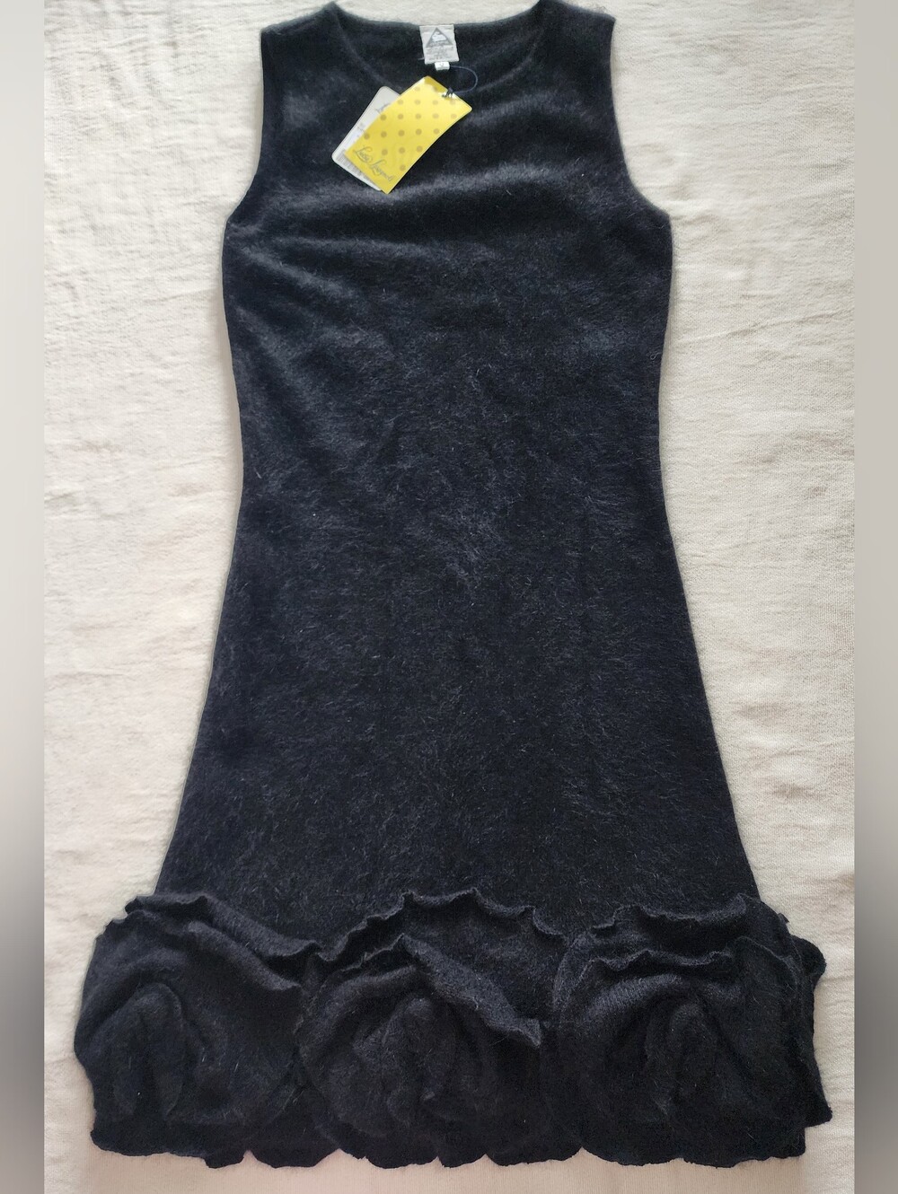 NWT Luisa Spagnoli Italy Angora Wool Sleeveless Dress O/S 3D Rose Hem MSRP €290